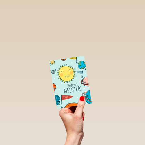 bedankt meester kaart met de zon en planeten