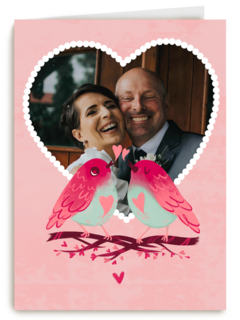 Liefde hart fotokaart vogels