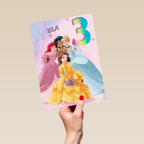 Disney prinsessenkaart verjaardag 3 jaar