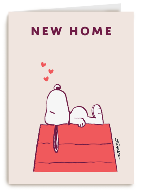 verhuisd kaart snoopy new home