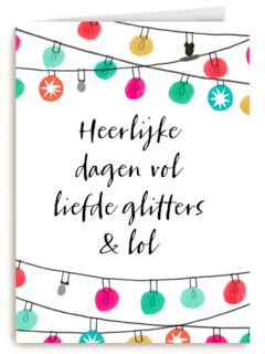 kerstkaart hip heerlijke dagen vol liefde glitters en lol