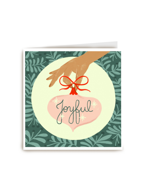 Kerstkaart klassiek Kerstbal met Joyful
