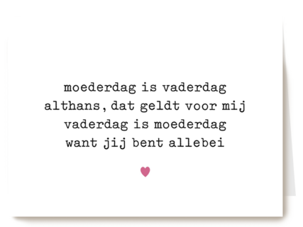 Moederdagkaart Lief moederdag is vaderdag