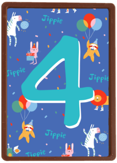 Verjaardagskaart 4 jaar dieren