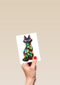 kerstkaart grappig kat met kerstlichtjes folio