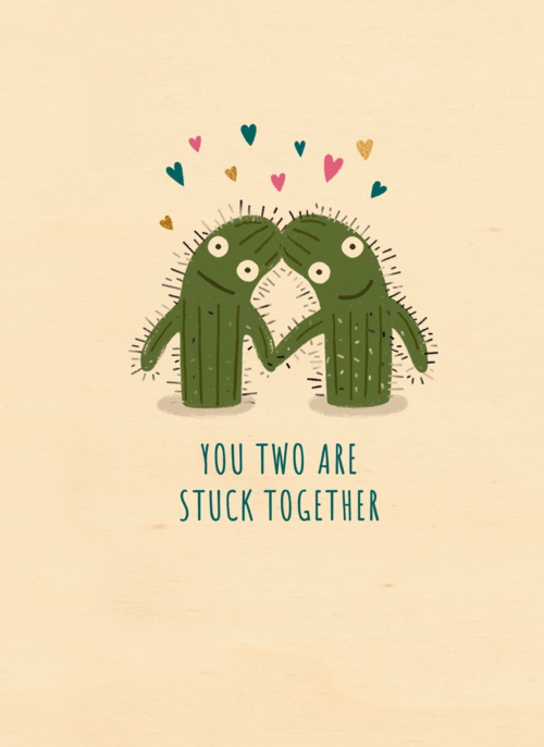 Houten Kaart Felicitatie Huwelijk | Houten Kaart Hallmark | Felicitatie Huwelijk | You Two Are Stuck Together
