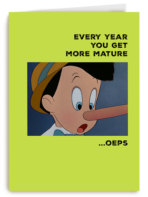 Verjaardagskaart Hallmark | Pinokkio Every Year More Mature