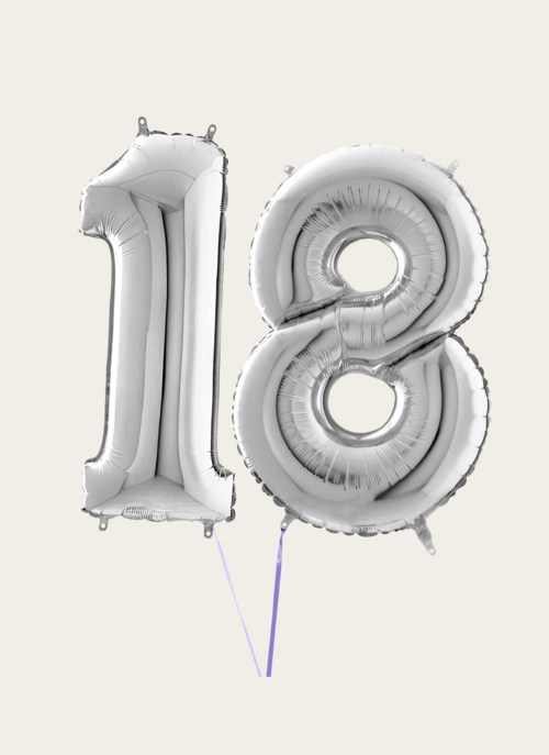 Hallmark Cijferballon 18 Jaar Zilver XL |  Cadeau Ballonnen |