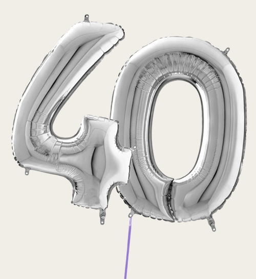 Cijferballon 40 Jaar Zilver XL