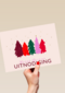 Kerstkaart uitnodiging kerstdiner kerstbomen