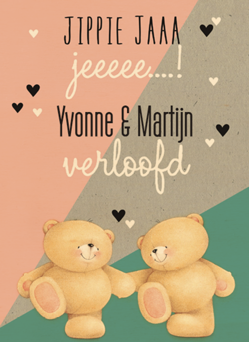 Houten Kaart Verloving | Houten Kaart Hallmark | Verloving | Forever Friends Jippie Ja Jee Verloofd