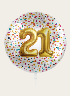 Ballon 21 jaar Confetti Goud 