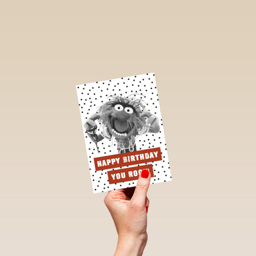 verjaardag kaart muppets animal happy birthday you rock