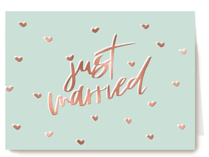just married with metallic text