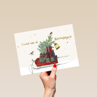 Kerst Geniet Van De Kerstdagen Slee Met Cadeaus