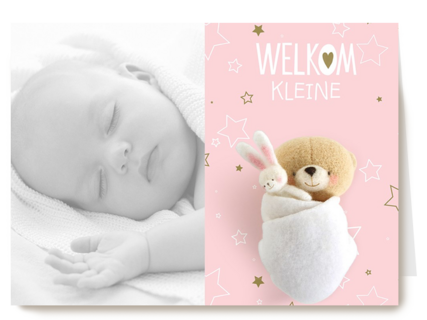 fotokaart baby forever friends roze