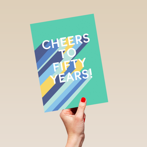 Verjaardagskaart cheers to 50 years fifty