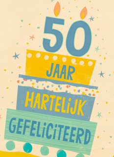 Verjaardagskaart leeftijden 50 jaar taart