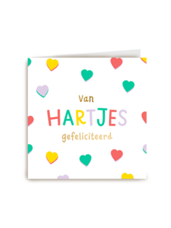 Felicitatiekaart van hartjes gefeliciteerd