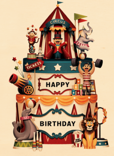 verjaardag kaart folio happy birthday circus