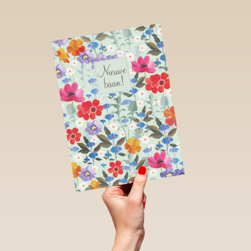 Nieuwe baan kaart met bloemen