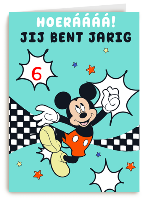 verjaardag kaart mickey mouse hoeraaaa jij bent jarig