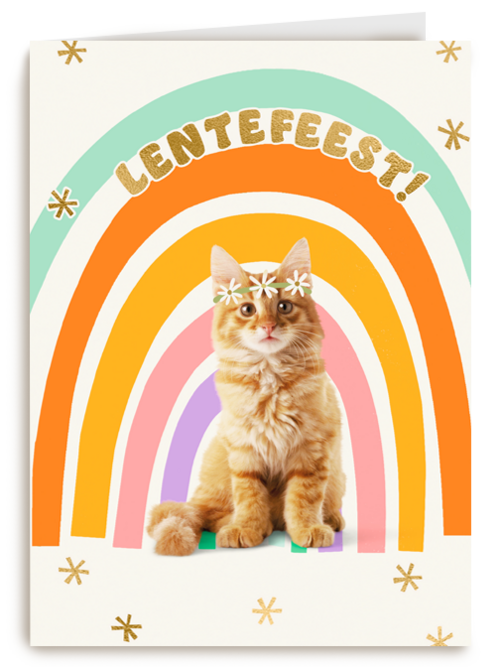 Kaart Hallmark | Lentefeest | Regenboog Kat Lentefeest