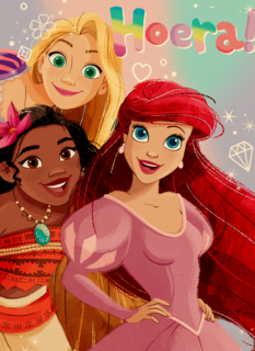 Felicitatiekaart Disney prinsessen hoera