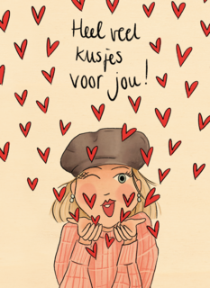 Valentijnskaart Heel veel kusjes voor jou