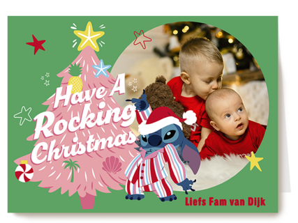 Disney Have A Rocking Christmas Fotokaart Stitch