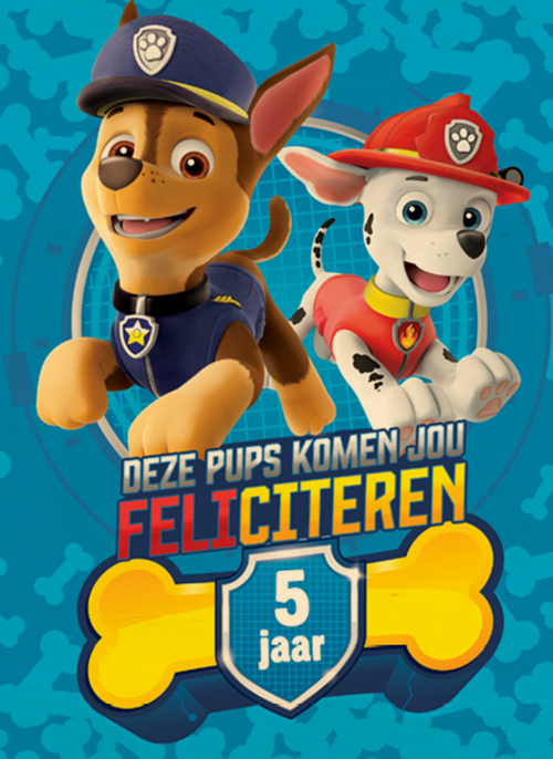 Paw Patrol kaart deze pups komen jou feliciteren