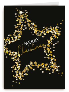 Kerstkaart stijlvol merry christmas ster