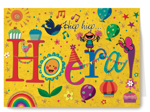 smile kaart hiep hiep hoera feest