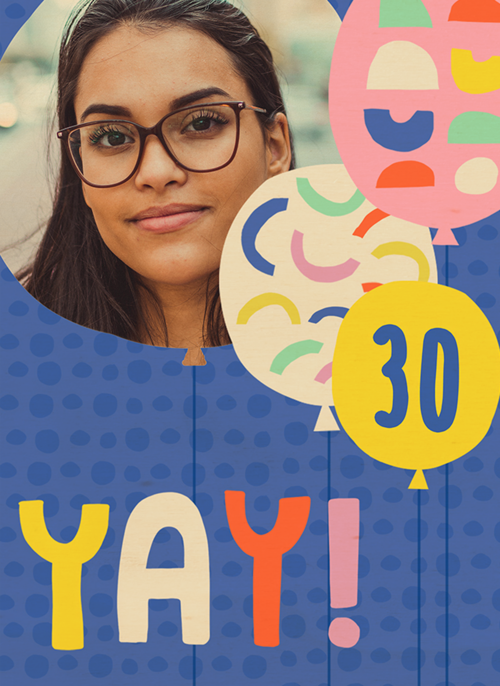 Houten Kaart Kaart Met Leeftijden | Houten Kaart Hallmark | Kaart Met Leeftijden | Verjaardagskaart Foto Blauw 30 Yay