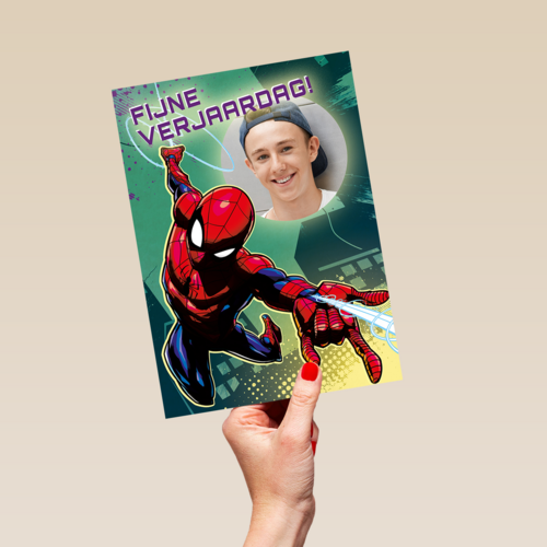 Fotokaart verjaardag Spiderman