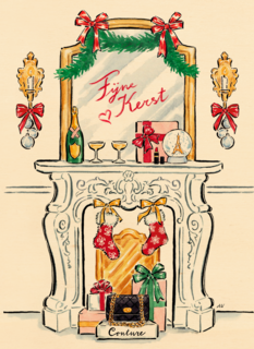 Fijne kerst op spiegel met lippenstift