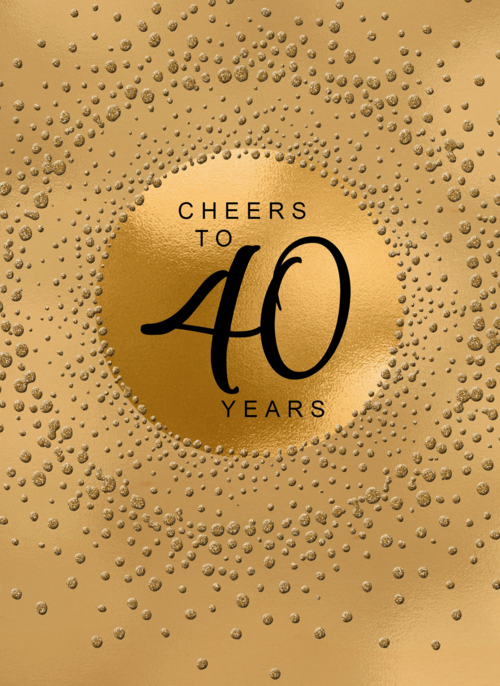 Verjaardagskaart leeftijden 40 Cheers to forty years goud