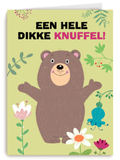 Sterktekaart Beer met een hele dikke knuffel