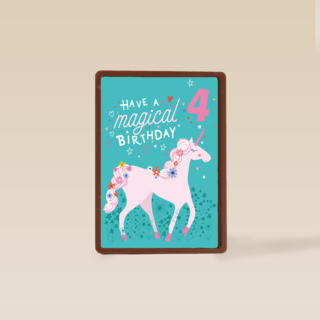Verjaardagskaart unicorn met leeftijd