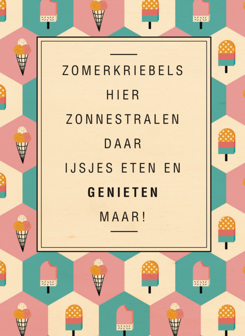 Houten Kaart Fijne Reis | Houten Kaart Hallmark | Fijne Reis | Zomerkaart Zomerkriebels Zonnestralen Ijsjes Eten Genieten