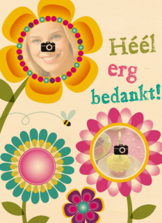 fotokaart bloemen heel erg bedankt