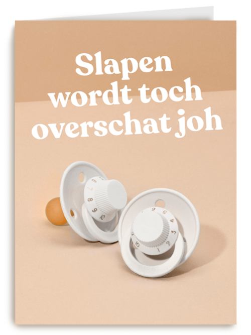 baby kaart andc slapen wordt toch overschat joh