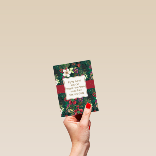 Kerstkaart Fijne kerst bloem