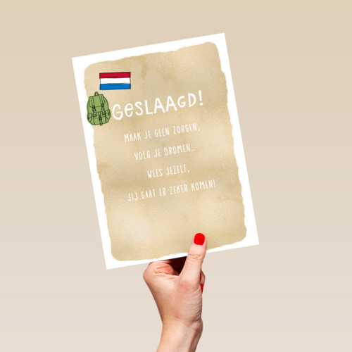 geslaagd kaart volg je dromen nederlandse vlag