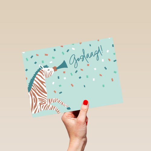 Geslaagd kaart met zebra