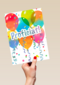 proficiat met ballonnen en confetti