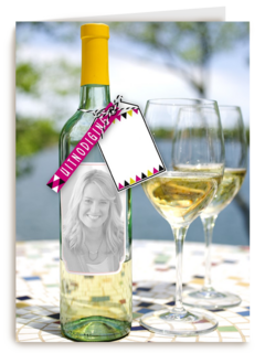 fotokaart fles wijn en glazen 35 jaar