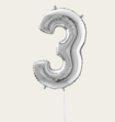 Cijferballon 3 Jaar Zilver XL