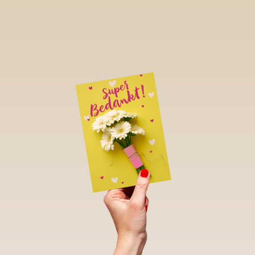 super bedankt met een bos bloemen