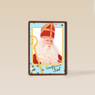 Sinterklaaskaart Groetjes van de Sint blauw kader